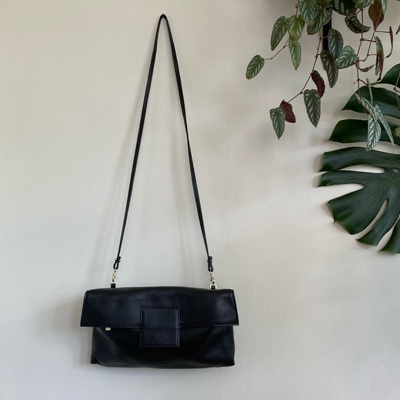 Zenith black leather clutch purse removable strap - Picture 5 of 9